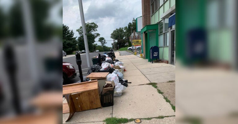 Flood damage from Tropical Storm Isaias and piles of garbage that have gone uncollected for days or weeks as Upper Darby scrambles to deal with twin crises of a weather disaster and coronavirus cluster among sanitation workers. (Photos via Chuck Nguyen)