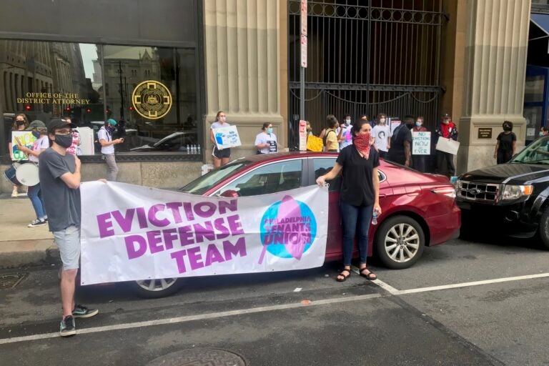 A group of housing advocates protesting evictions tried to block the court entrance Thursday, Sept. 3, 2020 (Courtesy of Sterling Johnson)