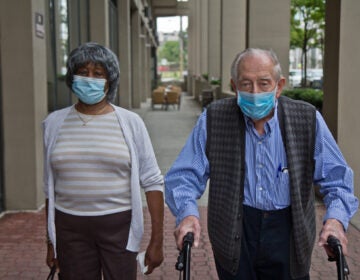 Fran Hunter (left) and Bernie Littman (right) at the Watermark hotel. They performed in a virtual musical, “Ain’t Congregatin’” over Zoom. (Kimberly Paynter/WHYY)