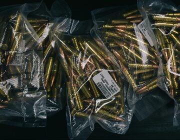 Bullets for sale at 717 Armory in Harrisburg, Pa., on September 3, 2020. Ammo and gun sales have increased since the start of the pandemic. (Kate Landis / WITF)