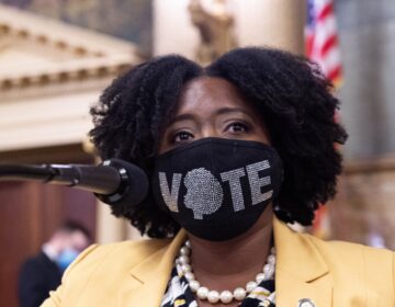 Rep. Joanna McClinton (D, Delaware County) gives remarks on the floor of the Pennsylvania House. (Courtesy of Wesley Anderson)