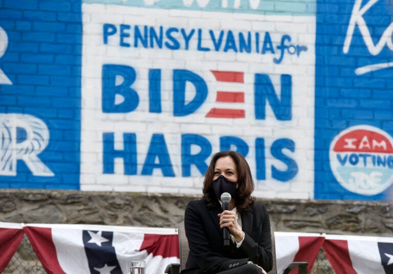 Democratic vice presidential candidate Sen. Kamala Harris, D-Calif., participates in the Sister to Sister Mobilization in Action event during a campaign stop, Thursday, Sept. 17, 2020, in Philadelphia. (AP Photo/Michael Perez)