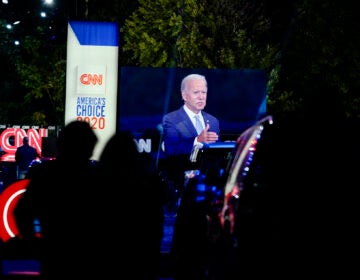 Democratic presidential candidate former Vice President Joe Biden participates in a CNN town hall moderated by Anderson Cooper in Moosic, Pa., Thursday, Sept. 17, 2020. (AP Photo/Carolyn Kaster)