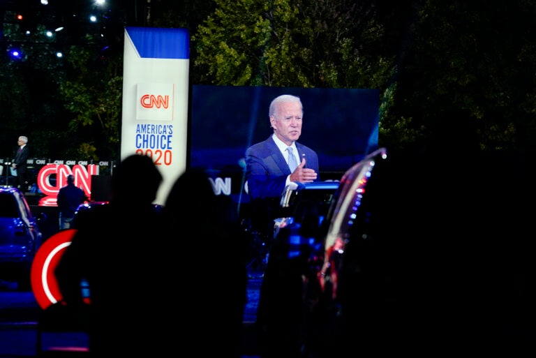 Democratic presidential candidate former Vice President Joe Biden participates in a CNN town hall moderated by Anderson Cooper in Moosic, Pa., Thursday, Sept. 17, 2020. (AP Photo/Carolyn Kaster)