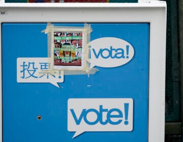 A poster for a youth march is pasted to the side of a King County ballot drop box, closed until ballots are mailed about three weeks before the election, on a Seattle street Thursday, Sept. 24, 2020. (AP Photo/Elaine Thompson)