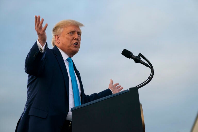 President Donald Trump speaks during a campaign rally at Arnold Palmer Regional Airport, Thursday, Sept. 3, 2020, in Latrobe, Pa. (AP Photo/Evan Vucci)