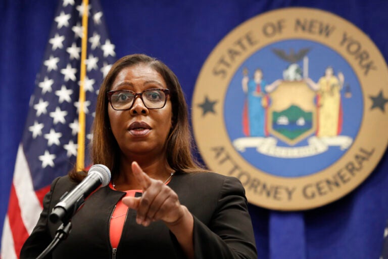 FILE- In this Aug. 6, 2020 file photo, New York State Attorney General Letitia James takes a question at a news conference in New York. James said on Saturday, Sept. 5, 2020 that she will impanel a grand jury to look into the death of Daniel Prude. Prude, 41, apparently stopped breathing as police in Rochester, N.Y. were restraining him in March 2020 and died when he was taken off life support a week later. (AP Photo/Kathy Willens, File)