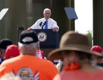 Vice President Mike Pence speaks at a campaign event at a PennEnergy Resources site on Wednesday Sept. 9. 2020, in Freedom, Pa. (Keith Srakocic / AP Photo)