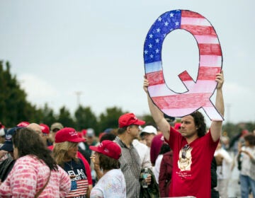 QAnon sign at campaign event