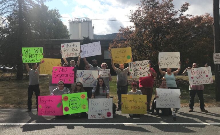 A protest outside of the Shop-Vac Corp. headquarters in Williamsport, Pa., on Monday, September 28. It was organized through the ‘Shop Vac Together We Are Strong’ Facebook page.” (Provided by Candice Gair)