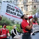 More than 200 gather at City Hall to protest police violence during a Justice for Jacob Blake rally. (Emma Lee/WHYY)