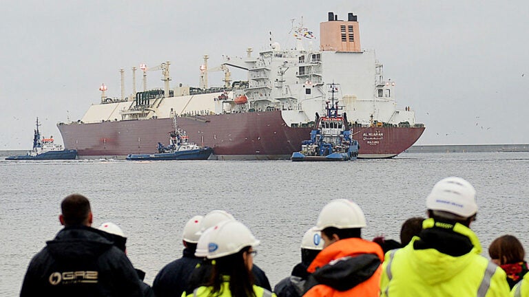 A tanker carrying liquefied natural gas