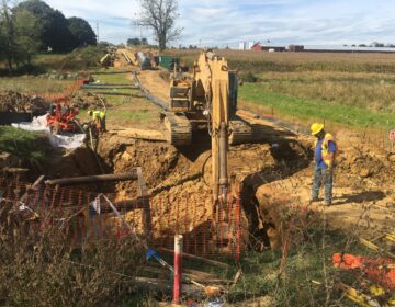 Construction of Mariner East 2 in West Cornwall Township, Lebanon County. (Jon Hurdle / StateImpact PA)