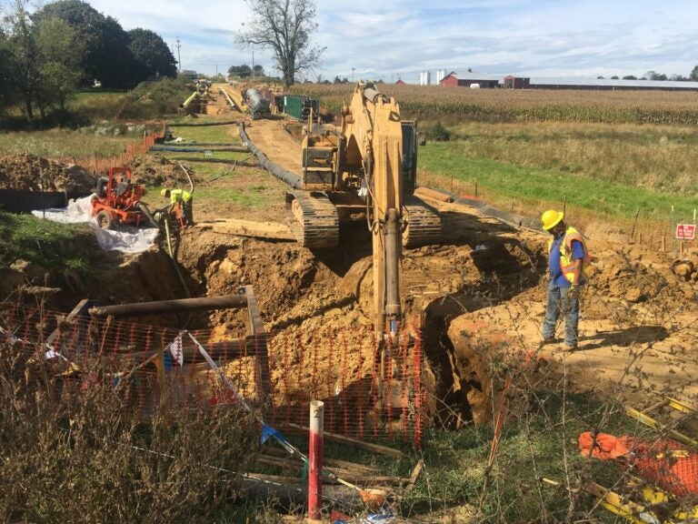 Construction of Mariner East 2 in West Cornwall Township, Lebanon County. (Jon Hurdle / StateImpact PA)