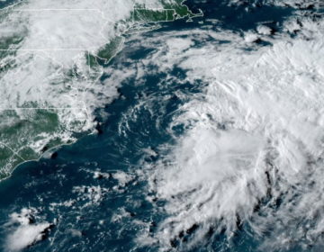 Tropical Storm Omar as seen from the NOAA GOES-East satellite late Tuesday afternoon. (Screenshot)