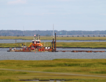 The Dredge Fullerton, owned and operated by Barnegat Bay Dredging Company, conducts dredging in the New Jersey Intracoastal Waterway near Stone Harbor, NJ in September 2020. (Photo by Devin Griffiths/U.S. Army Corps of Engineers).