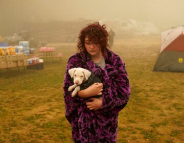 Shayanne Summers holds her dog Toph