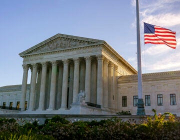 The flag flies at half-staff Saturday at the Supreme Court on the morning after the death of Justice Ruth Bader Ginsburg. (J. Scott Applewhite/AP Photo)