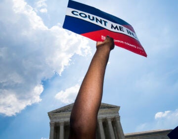 Protesters hold signs about the 2020 census at a rally in front of the U.S. Supreme Court in Washington, D.C., in 2019. (Bill Clark/CQ Roll Call via Getty Images)