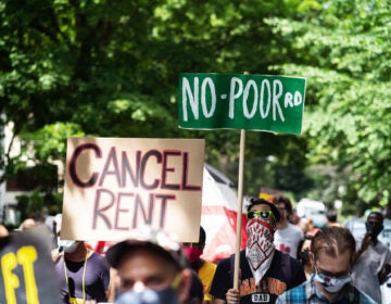 Demonstrators march for housing justice in the Old Town neighborhood in Chicago, IL on June 30, 2020, demanding a lift on the Illinois rent control ban and a cancellation of rent and mortgage payments during the COVID-19 pandemic. (Photo by Max Herman/NurPhoto via Getty Images)