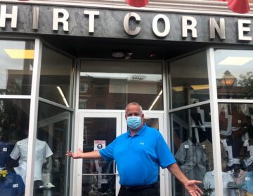 Third-generation proprietor Gary Ginsberg shows off his new storefront at 3rd and Market. (Max Marin/Billy Penn)