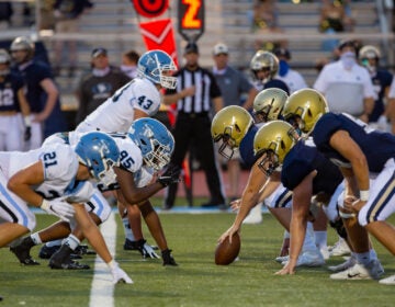 The Briarwood Christian Lions and Spain Park Jaguars faced off in Hoover, Ala. on August 28. It was their second game of the season being played during the coronavirus pandemic.
(Russell Lewis/NPR)
