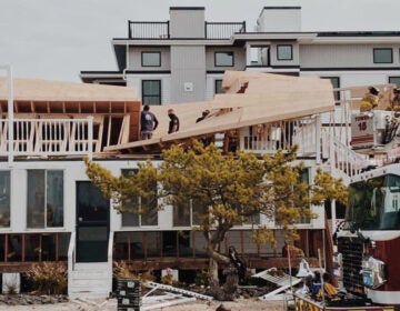The scene of a partial house collapse in the Brant Beach section of Long Beach Township Thursday. (Courtesy of the Ship Bottom Volunteer Fire Company)