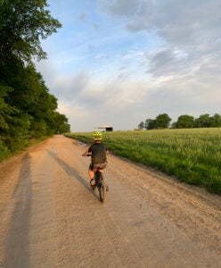 Keriann Wilmot's 10-year-old son rides his bike