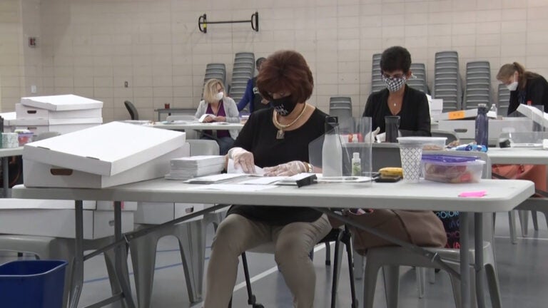 Election workers in Union County sorted mail-in ballots on the day of primary elections, July 7, 2020. (NJ Spotlight)