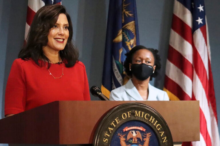 Gov. Whitmer addresses the state during a speech in Lansing