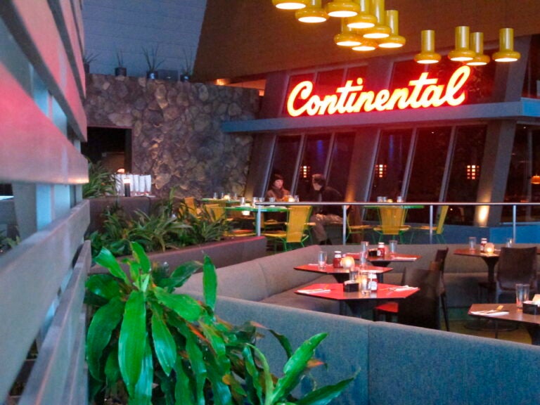 Two people eat in an otherwise empty Continental restaurant in Atlantic City