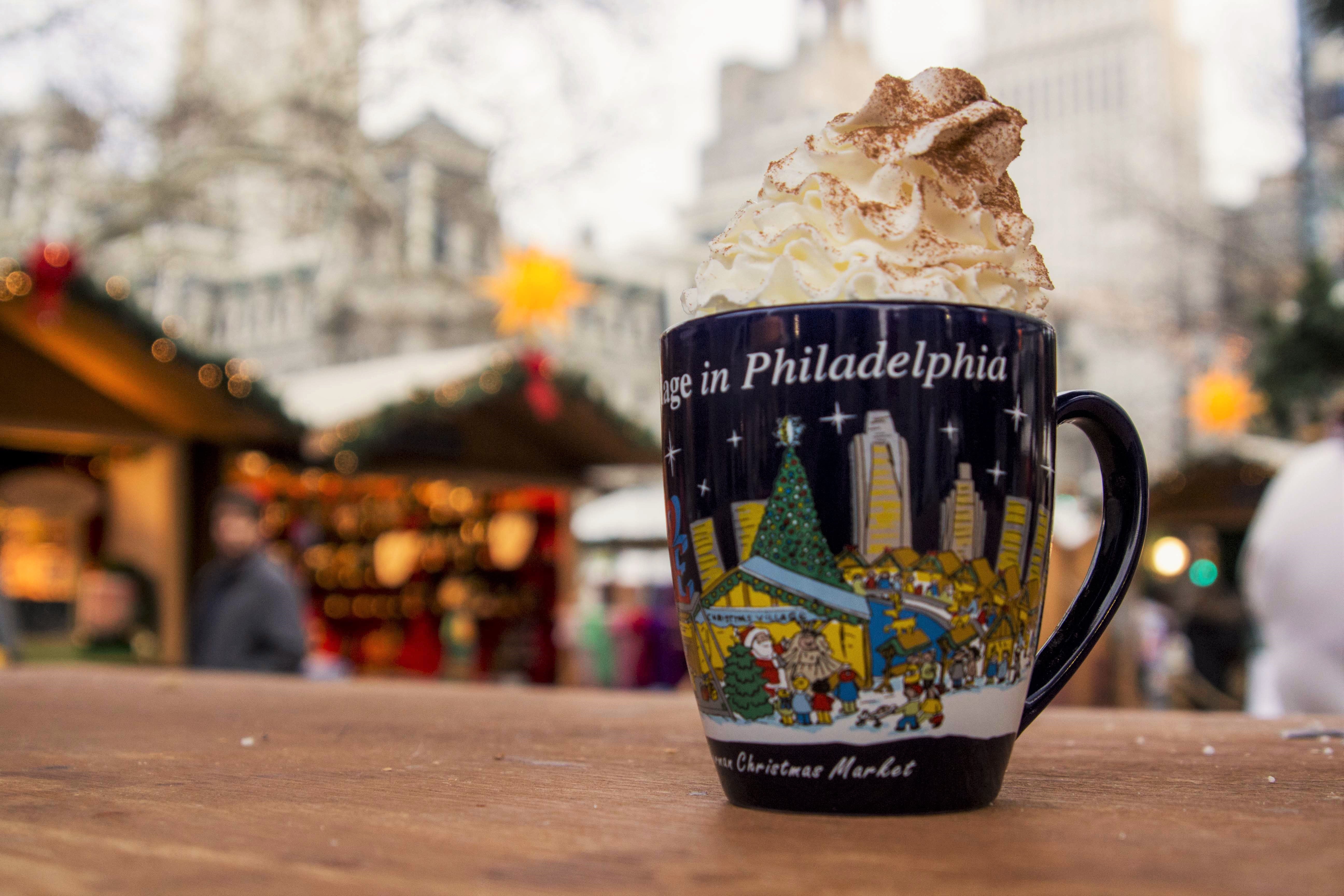 A cup of hot cocoa is pictured at Christmas Village.