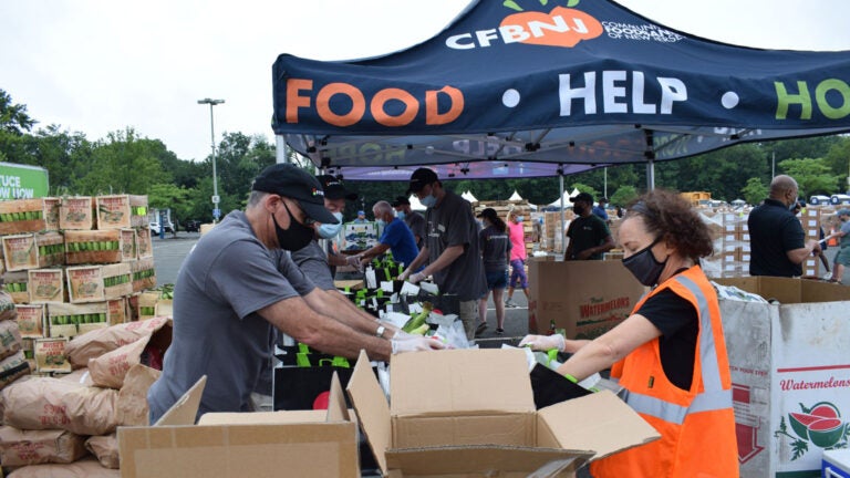 A Community FoodBank of New Jersey distribution event during the coronavirus pandemic