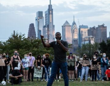 Anthony Smith during a Philadelphia protest in September 2020. (Kimberly Paynter/WHYY)