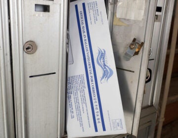Oct. 2, 2020: A mail-in ballot for the Nov. 3 election in a mailbox in Rutherford. (AP Photo/Ted Shaffrey)