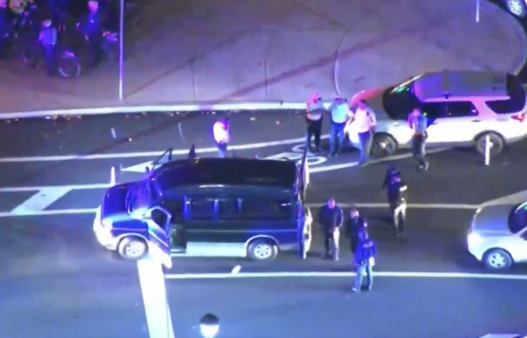 Screen Shot 2020-10-29 at 11.41.30 AM The scene on Philadelphia’s Ben Franklin Parkway after a van with propane tanks and torches inside was left on the road. (NBC10)