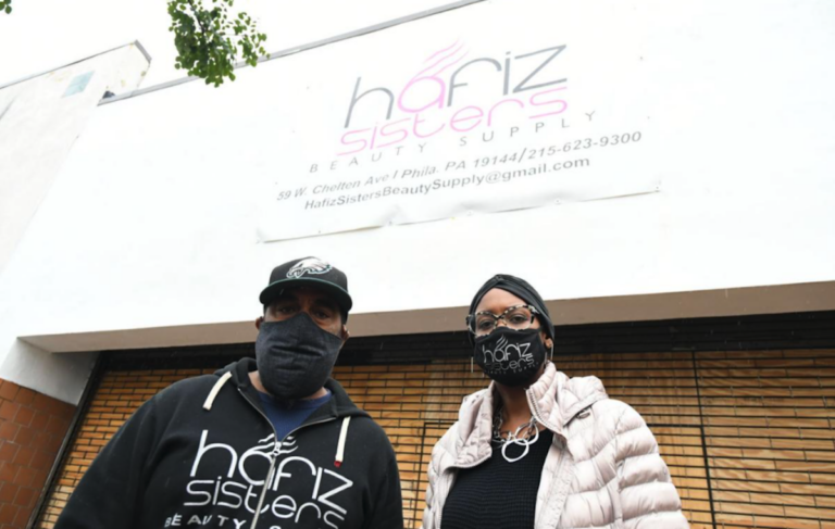 Troy Moore and Atiyya Flournoy, co-owners of Hafiz Sisters Beauty Supply, opened the shop on Chelten Avenue last year, becoming one of few Black-owned beauty product suppliers in the city. (Abdul R. Sulayman / The Philadelphia Tribune)