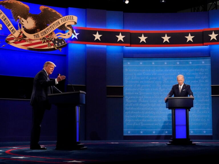 President Trump and Democratic presidential nominee Joe Biden square off during the first presidential debate on Tuesday. (Julio Cortez/AP Photo)