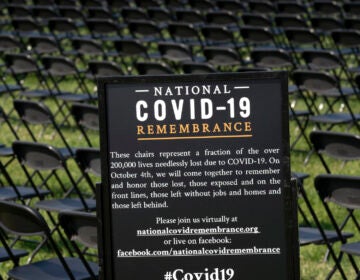 Hundreds of empty chairs who represent a fraction of the more than 200,000 lives lost due the COVID-19 are seen during the National COVID-19 Remembrance, at The Ellipse outside of the White House, Sunday, Oct. 4, 2020, in Washington. (AP Photo/Jose Luis Magana)