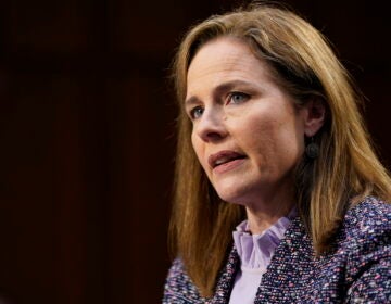 Supreme Court nominee Amy Coney Barrett speaks during a confirmation hearing before the Senate Judiciary Committee