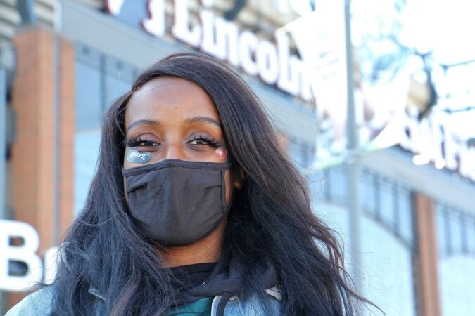 Dawn Johnson outside the Eagles stadium