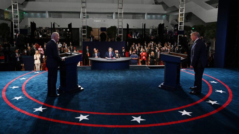 President Donald Trump and former Vice President Joe Biden participate in the first presidential debate