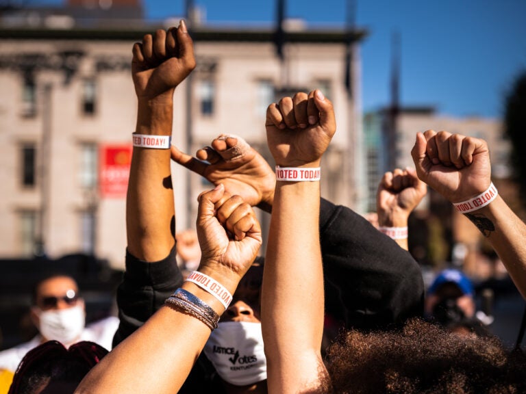 Black Lives Matter protests fists in the air