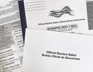 Pennsylvania's mail ballot is pictured alongside both its envelopes.