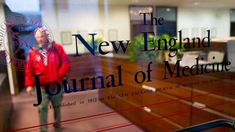 The entrance to the editorial offices of the New England Journal of Medicine in Boston