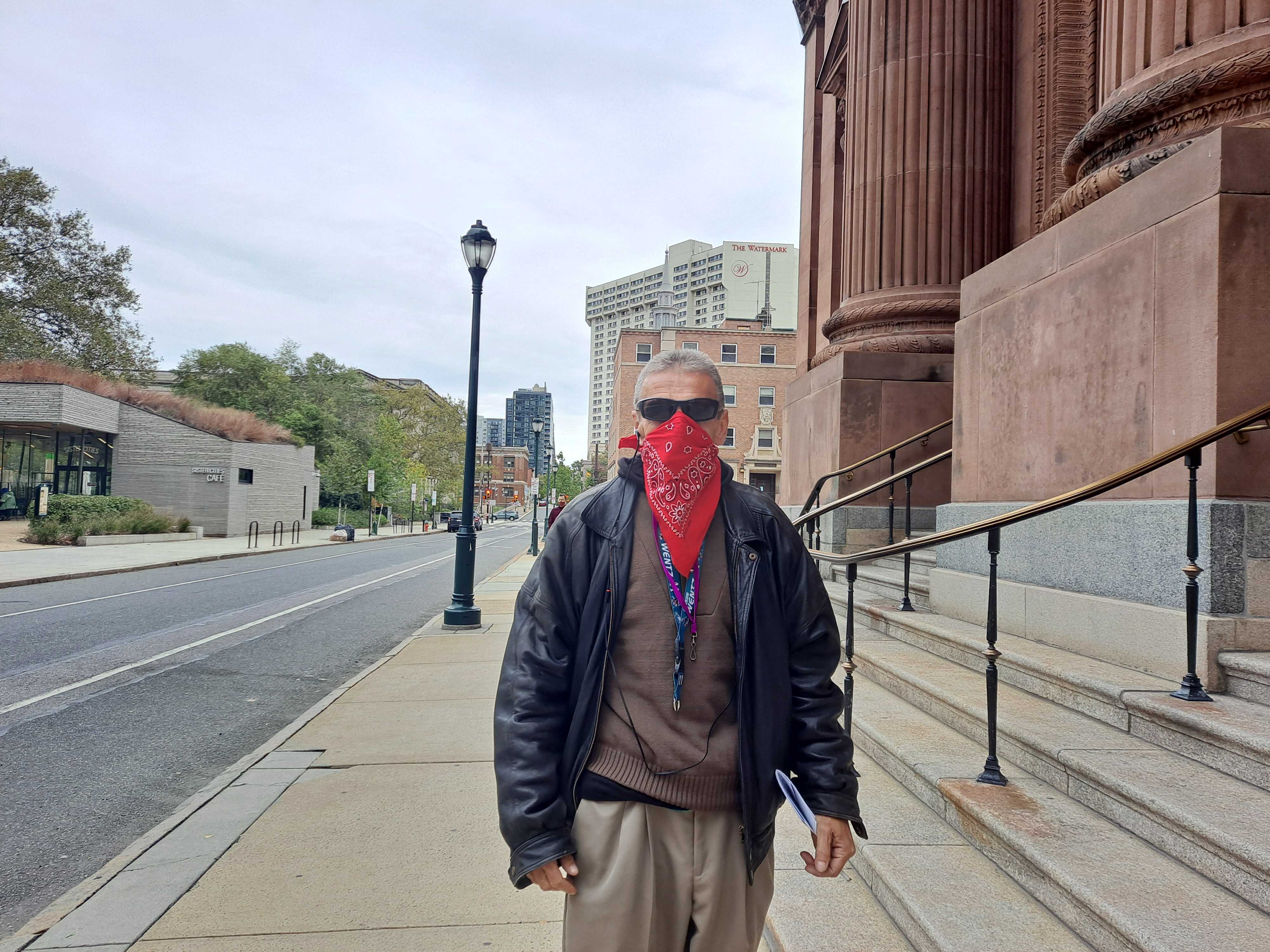 Patrick Smith outside the Cathedral Basilica of Saints Peter and Paul in Center City