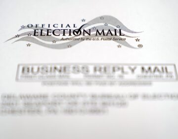 In this Oct. 13, 2020, photo, an envelope of a Pennsylvania official mail ballot for the 2020 general election in Marple Township, Pa. (Matt Slocum/AP Photo)