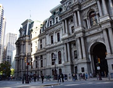 Residents are lined up to voted at City Hall in Philadelphia