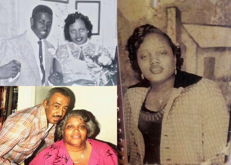 Ida (right, at 18 years old) was born in Martinsville, Va., and moved to Philadelphia when she was 3 years old. She married Johnny Robinson in November of 1956 (top left) and they raised six children. Johnny (pictured bottom left in 1989) died in 1997. (Courtesy of Diamond Franklin)