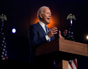 Democratic presidential candidate former Vice President Joe Biden speaks Friday, Nov. 6, 2020, in Wilmington, Del.